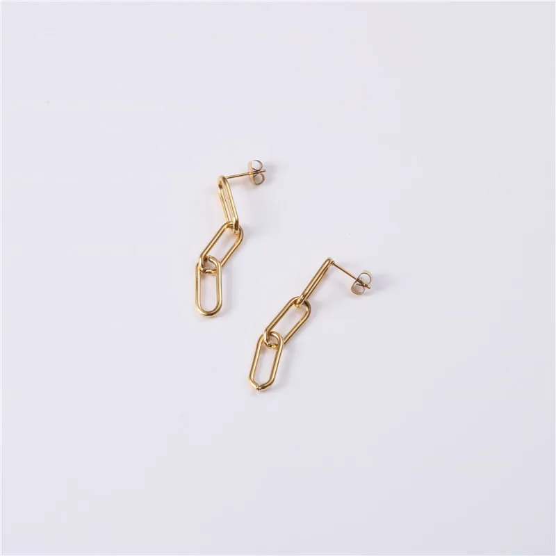 

New Trendy Earring 18K Gold Plated Safty Pin Drop Stud Earrings for Women Stainless Steel Earrings Wholesale