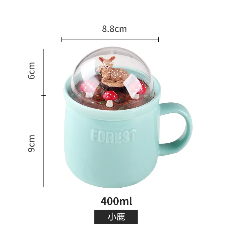 

Z636Custom Gift Mug Forest Animal Micro landscape Ceramic Cup Decorating Big Belly Coffee Mug with Logo Bubble Tea Cup