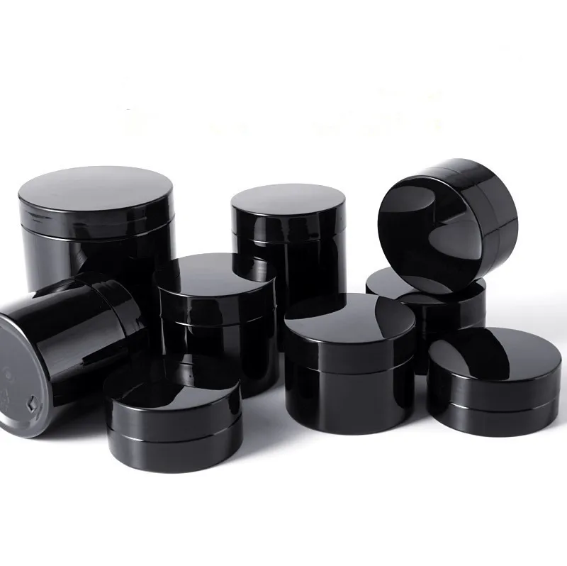 

Wholesale Cosmetic Containers 50ml 60ml 100ml 120ml 150g 200ml 250ml 500ml Black Face Cream PET Plastic Jars