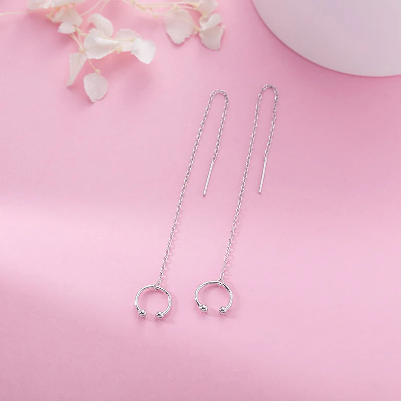 

Fashion New Women Long Chain Bone Ear Line Earrings For 925 Sterling Silver Jewelry