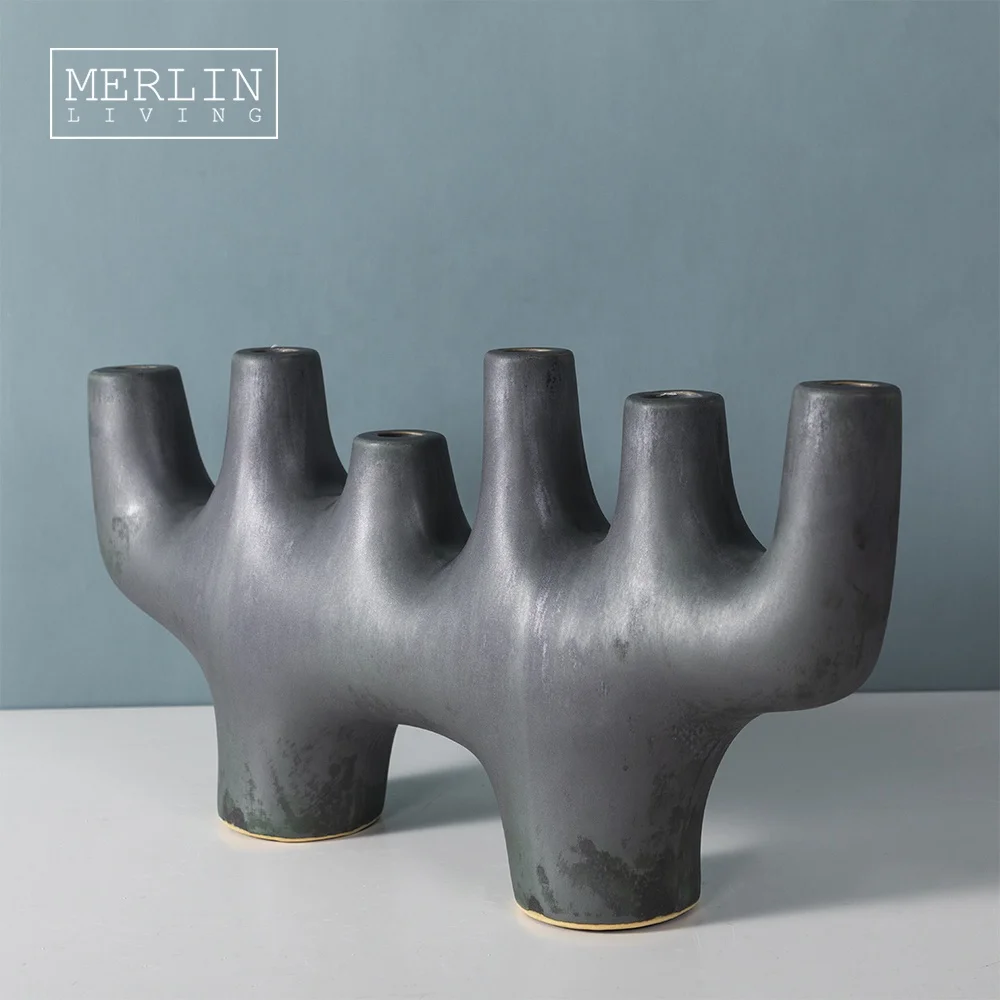 

Merlin luxury 6 holes candlestick glaze nordic table centerpiece holder home decor for tea light candle holders