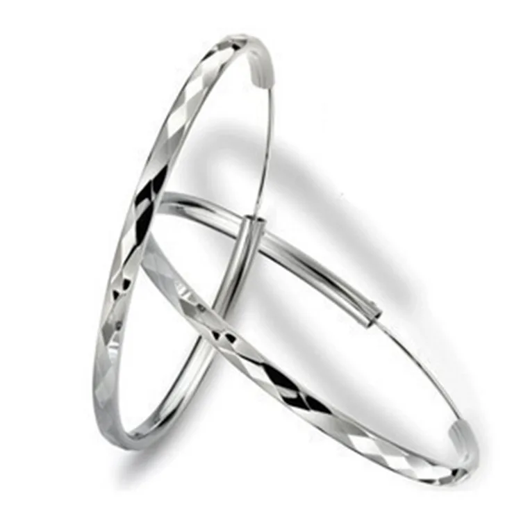 

Hot Sale Designs Online Stock Simple Fashion Women Jewelry Inital Solid Big Hoop Real 925 Sterling Silver Earrings