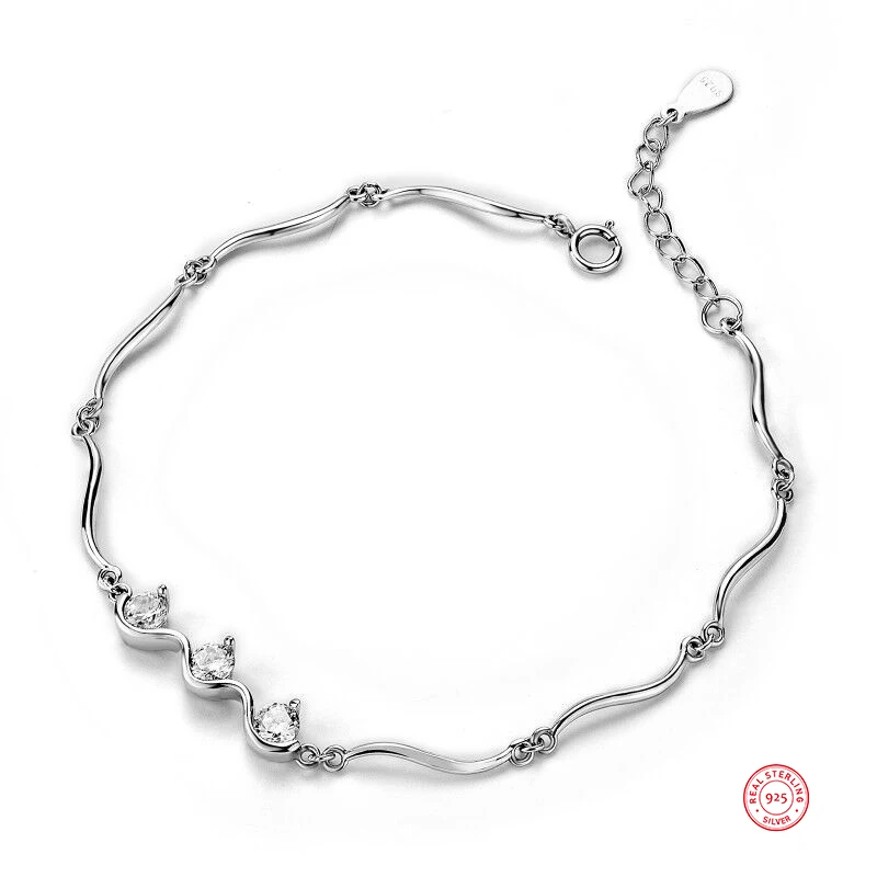 

Loftily Jewelry 925 Sterling Silver Chain Crystal Knot Bracelet  Cubic Zircon Charm Bracelet for Women