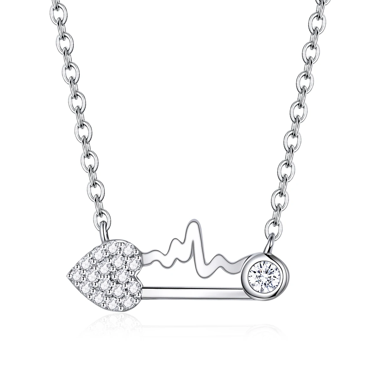 

Fashion sterling silver s925 love paper clip necklace love zircon plated platinum girl's necklace