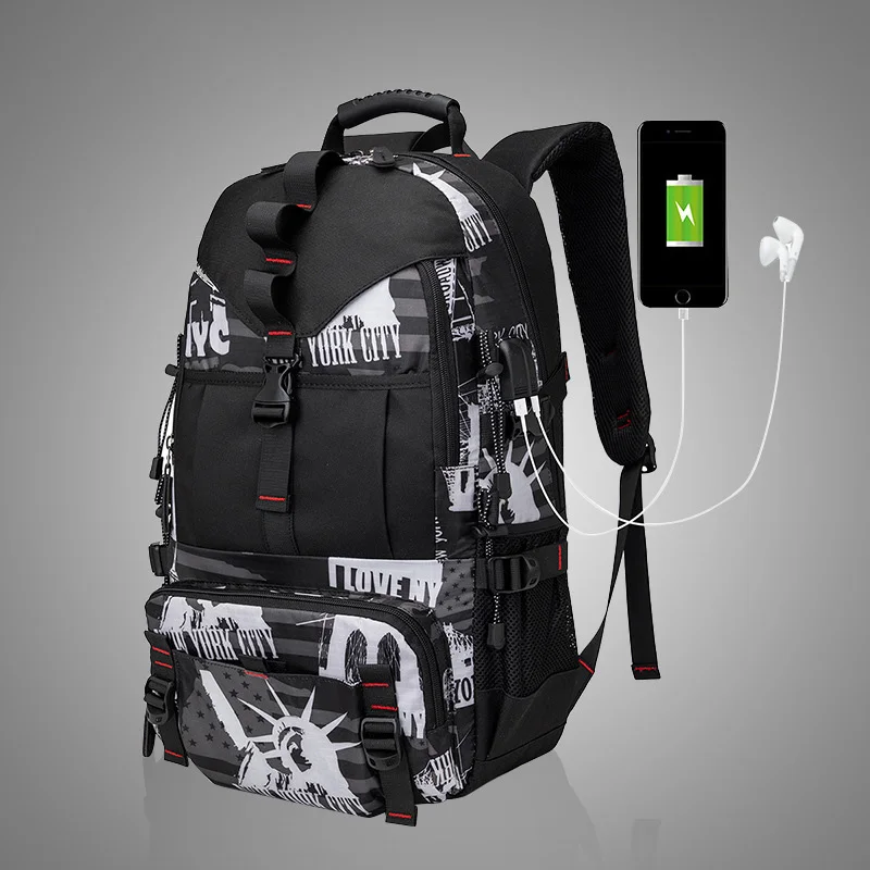 

Amazon Waterproof Oxford Canvas Backpacks Men's Mountaineering Bag Outdoor Travel Backpack Middle School Student School Bag, 6 colors