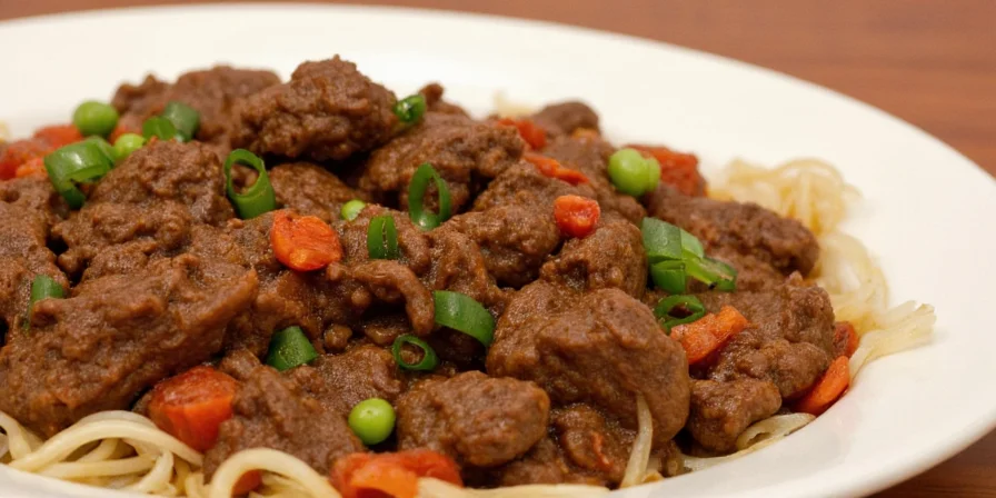 Serving Vietnamese beef stew with steamed rice and pickled vegetables