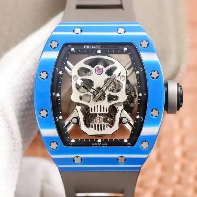 

patek audemars RM watch JB factory skull and crossbones carbon fiber RM52-01 tourbillon movement Scratch-proof sapphire RM watch