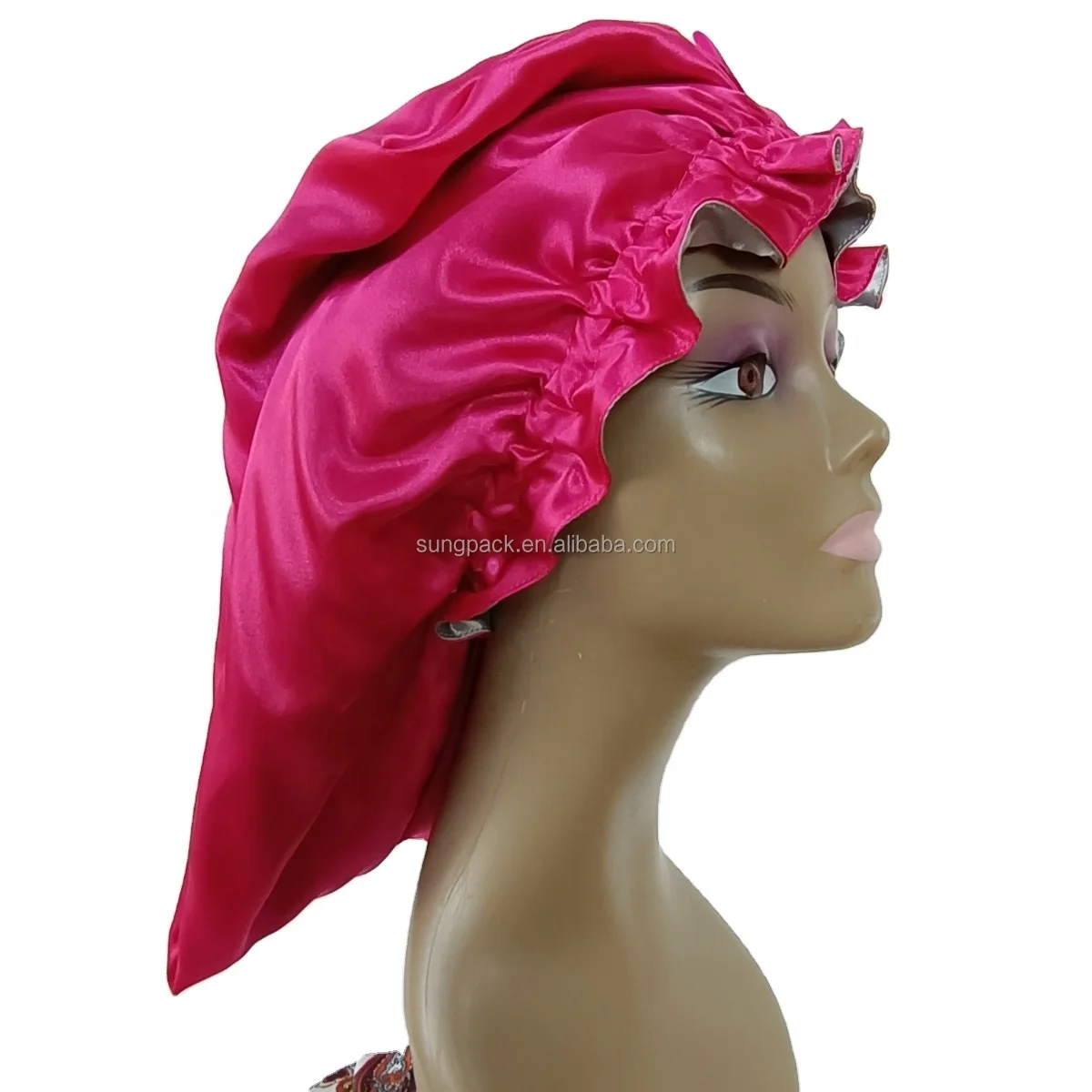 

32inches Adjustable Silk Slap Clasped Satin Bonnet For Women Long Braids Hair Double Layers Sleep Caps