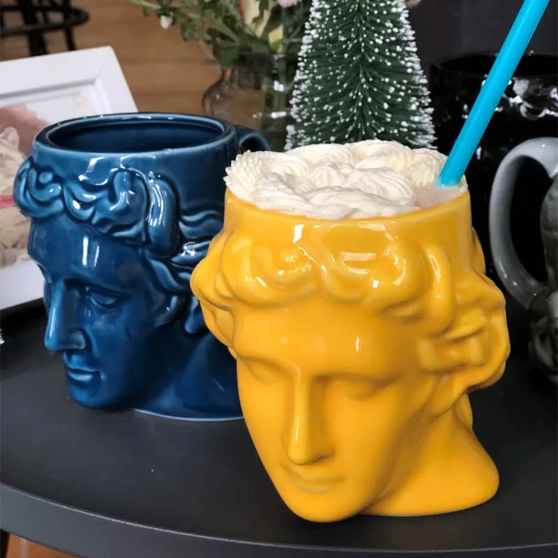 

580ml Big Mug Apollo Head Creative Mug David Sculpture Mug Home Decoration Gift Large-capacity Ceramic David Head Cup