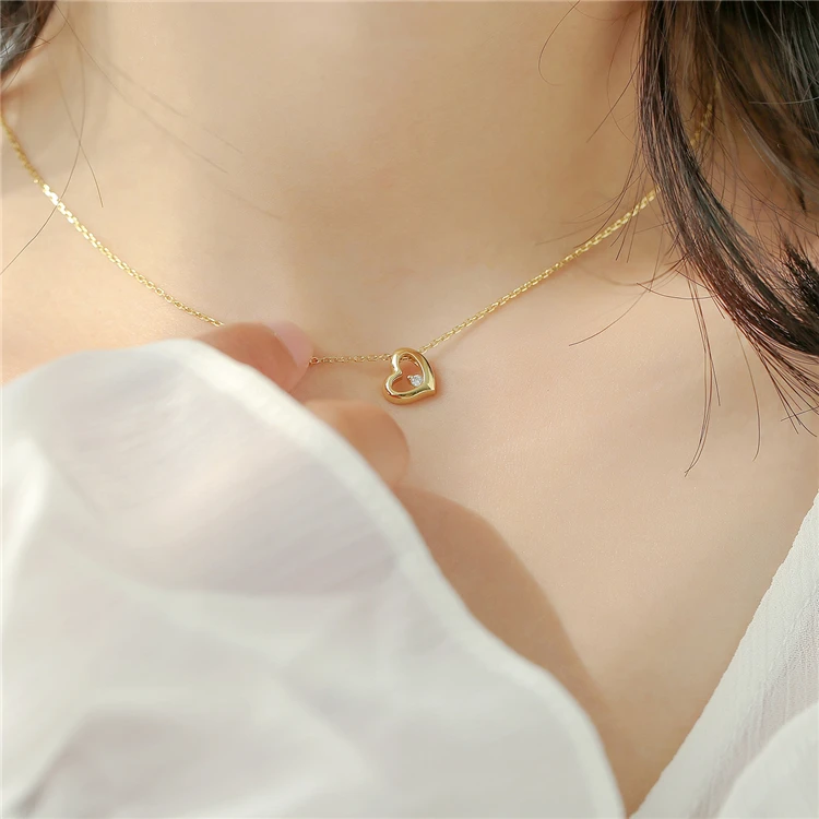 

Fashion women gift 925 sterling silver dainty heart necklace