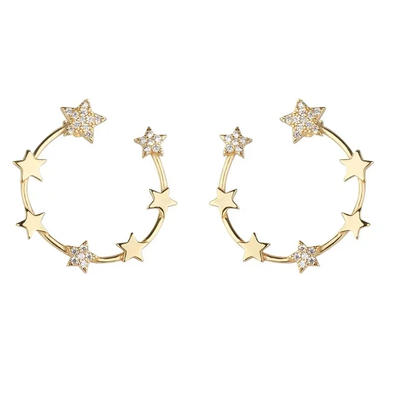 

Fashion Gold Plating Star Earrings Personality Simple C Shape Stud Earrings