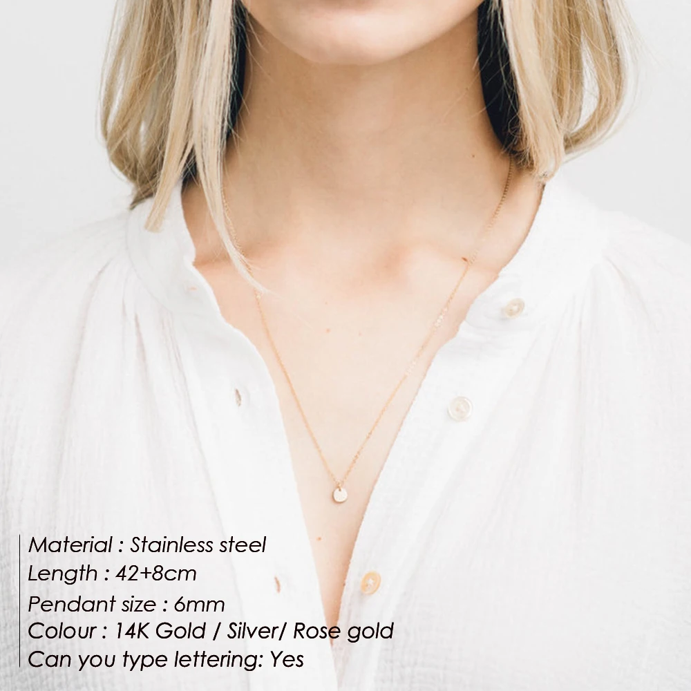 

Office Lady Pink Gold Plated Smooth-surface Necklace 316ss Round Pandent Necklace for Wholesale, Gold/silver/rose gold