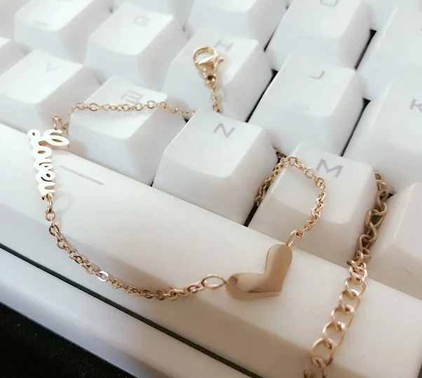 

Gorgeous 2019 Hot Sale Stainless Steel Link Chain Anklet Rose Gold Plated Heart Statement Anklet Luxury Titanium Jewelry Women