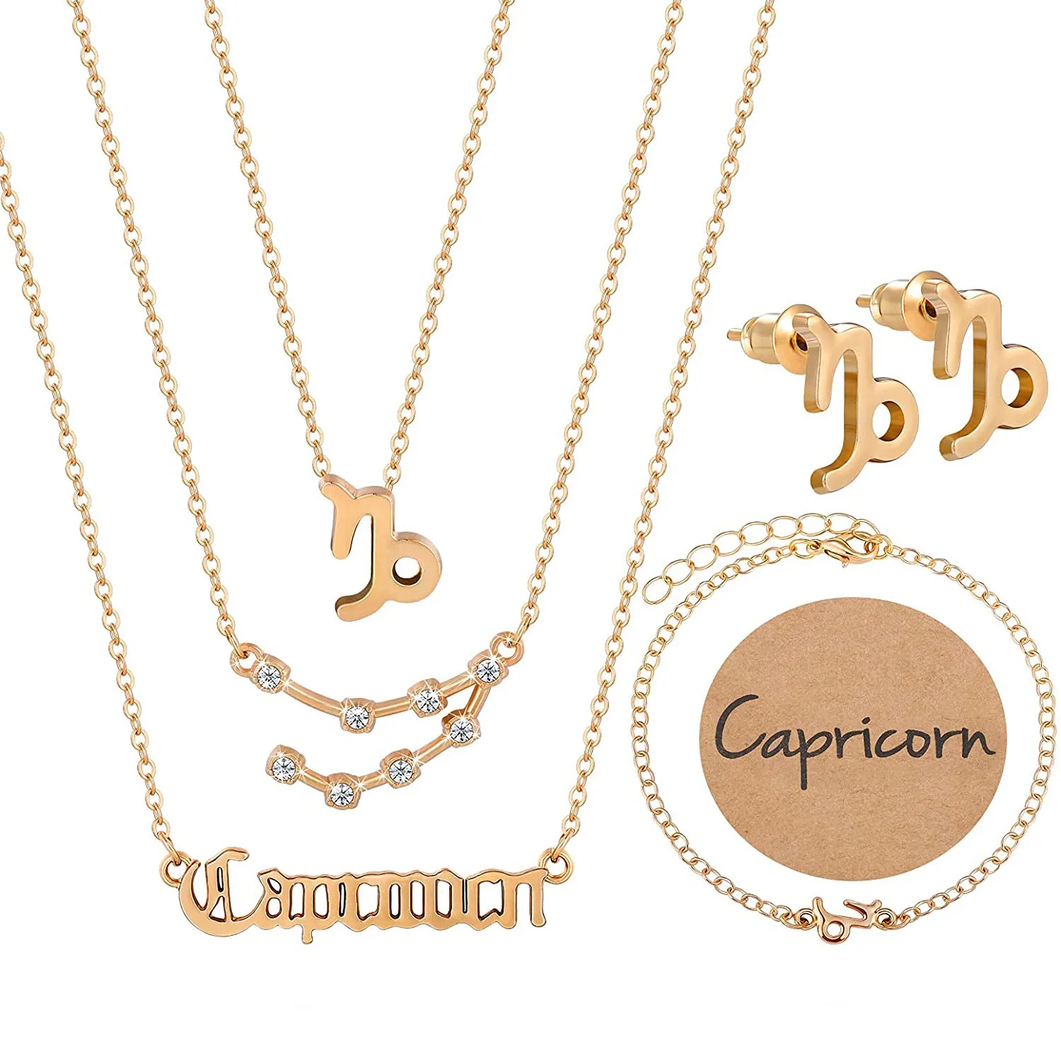 

Jewelry Female Elegant 12 Constellation 24K Gold Plated Constellations Zodiac Necklace with necklace set