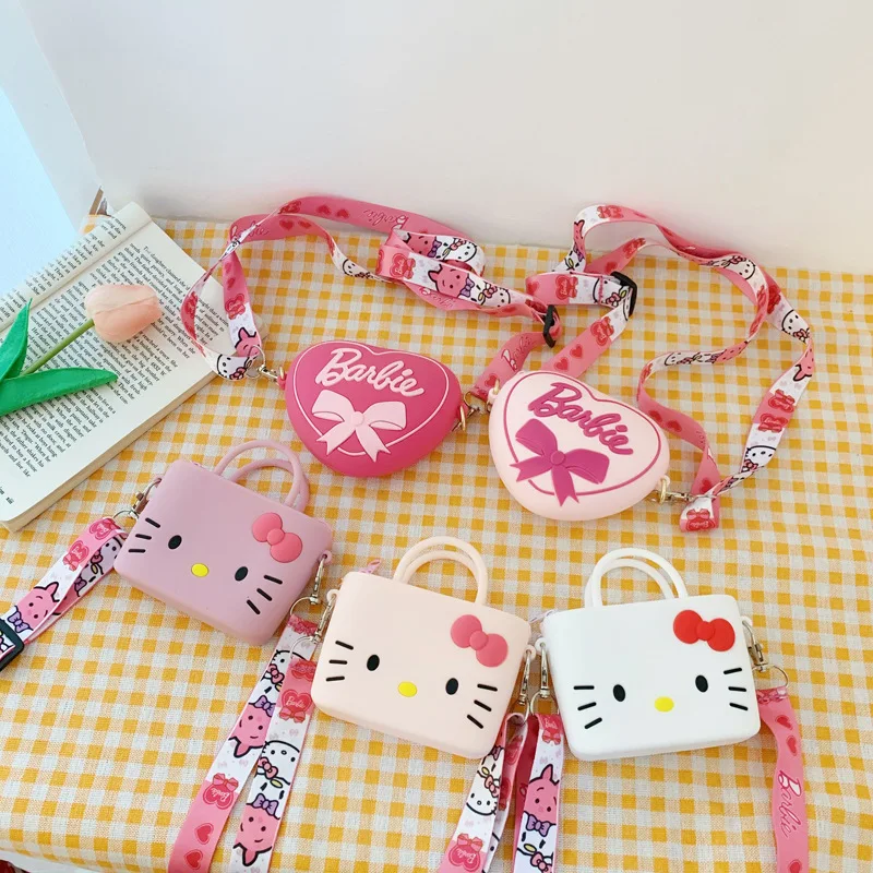 

Summer New Design Girls Handbag Silicone Mini Coin Purse Cartoon Lovely Hello Kitty Chic Bow Wallet Crossbody Bag Custom Chic
