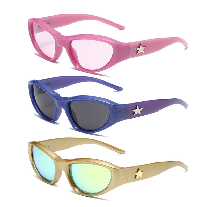 

3369 Star sunglasses Y2K Futuristic 2023 New Punk Sun glasses Women Men Fashion Cat eye Sunglasses Silver