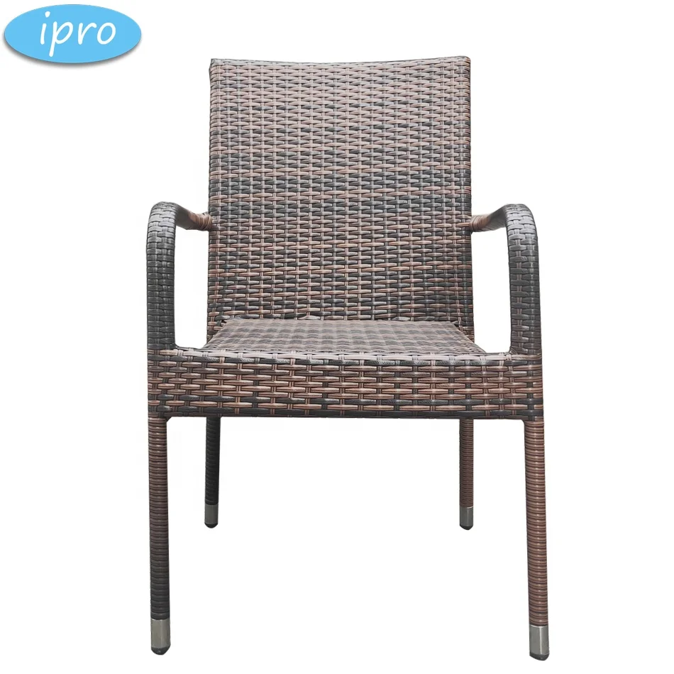 Classic Deck Patio Outdoor Restaurant Leisure Dining Table Arms Chair Armrest Garden Home Cheap Wicker Rattan Chairs