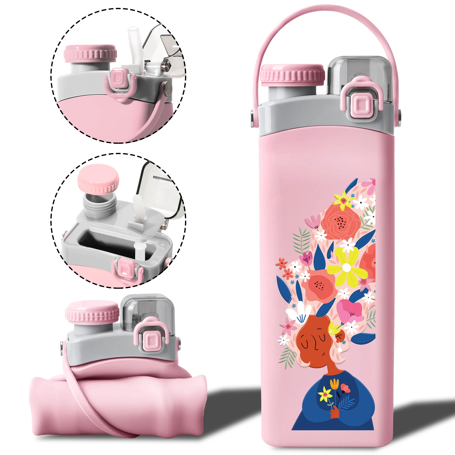 Wholesale Water Bottle for Kids School Reusable Outdoor Foldable Collapsible Silicone Kids Water Bottle Bpa Free