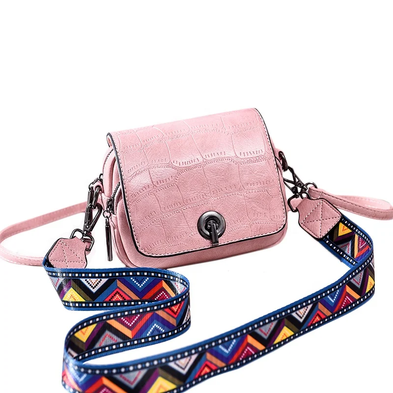 

Hot Sale Crossbody PU Small Solid Color Snake Pattern Women Saddlebag Handbag, Red, khaki, brown, black, pink, blue