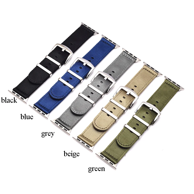 

Factory Woven Replacement Sport Canvas Nylon Watch Straps Suitable For Whole Apple Watch Series 38mm 40mm 41mm 42mm 44mm 45mm, 5 colors