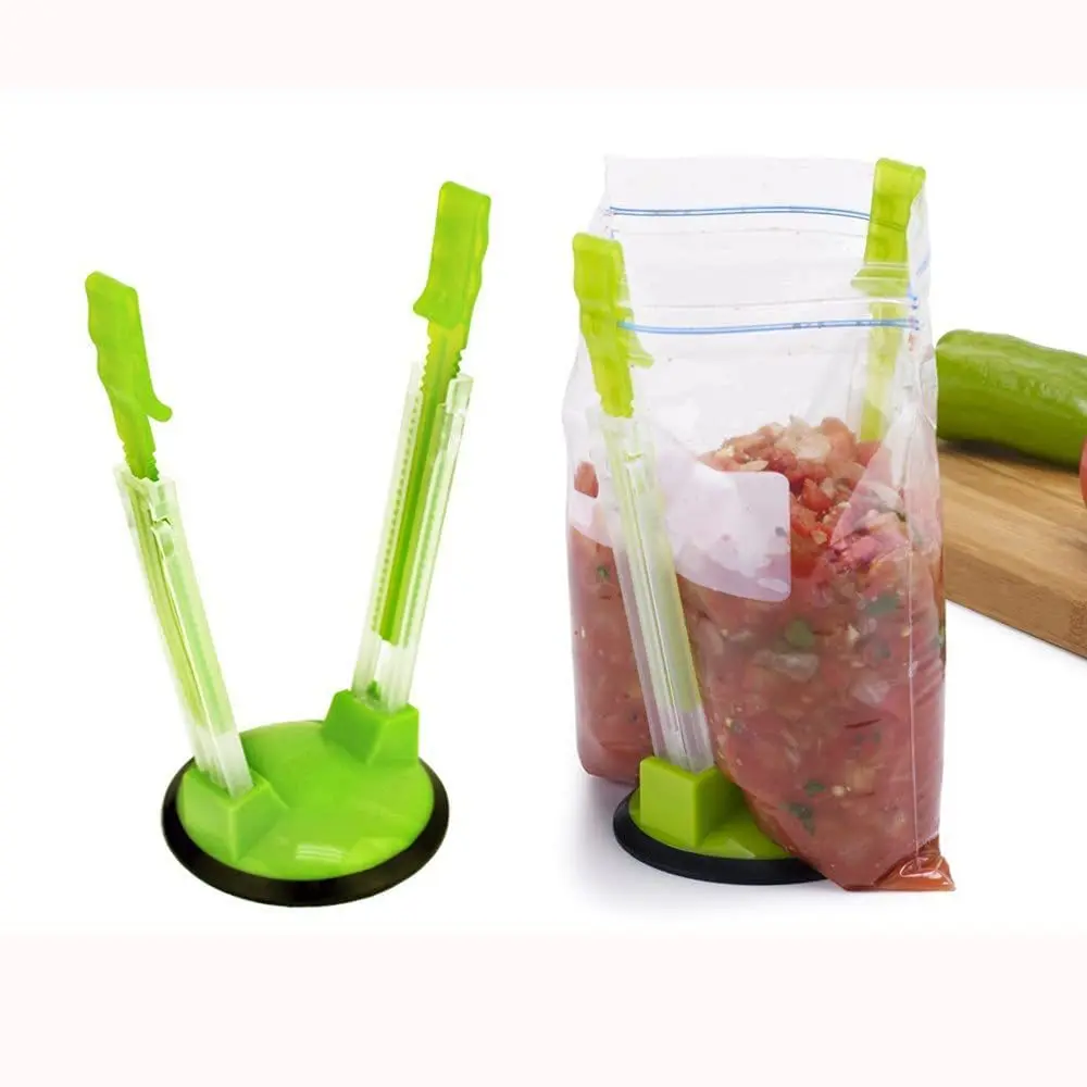 

Kitchen Good Helper Plastic Ziplock Bag Holder Clip Sandwich Baggy Rack Food Storage Bag Holders