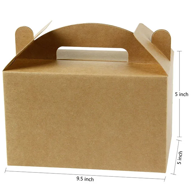 Brown Kraft Paper Gable Gift Boxes Food Grade Goodies Wedding Favor