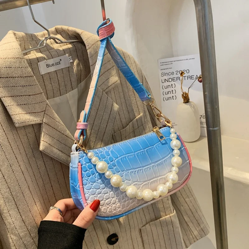 

2021 Elegant Candy Graduated Color Pearl Shoulder Bag Ladies Handbags For Girls