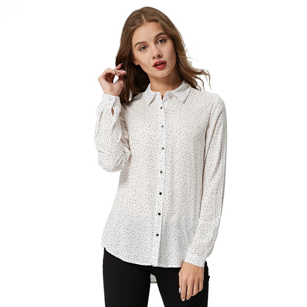 

Womens button down Plus Size long sleeve blouse tops Female 2020 New Polka Dot Casual Fashion Street Wear Shirts