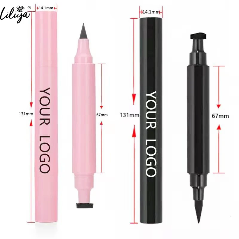

wholesale black pink tube 2 in 1 stamp eyeliner waterproof long lasting makeup eyeliner pen private label liquid eyeliner