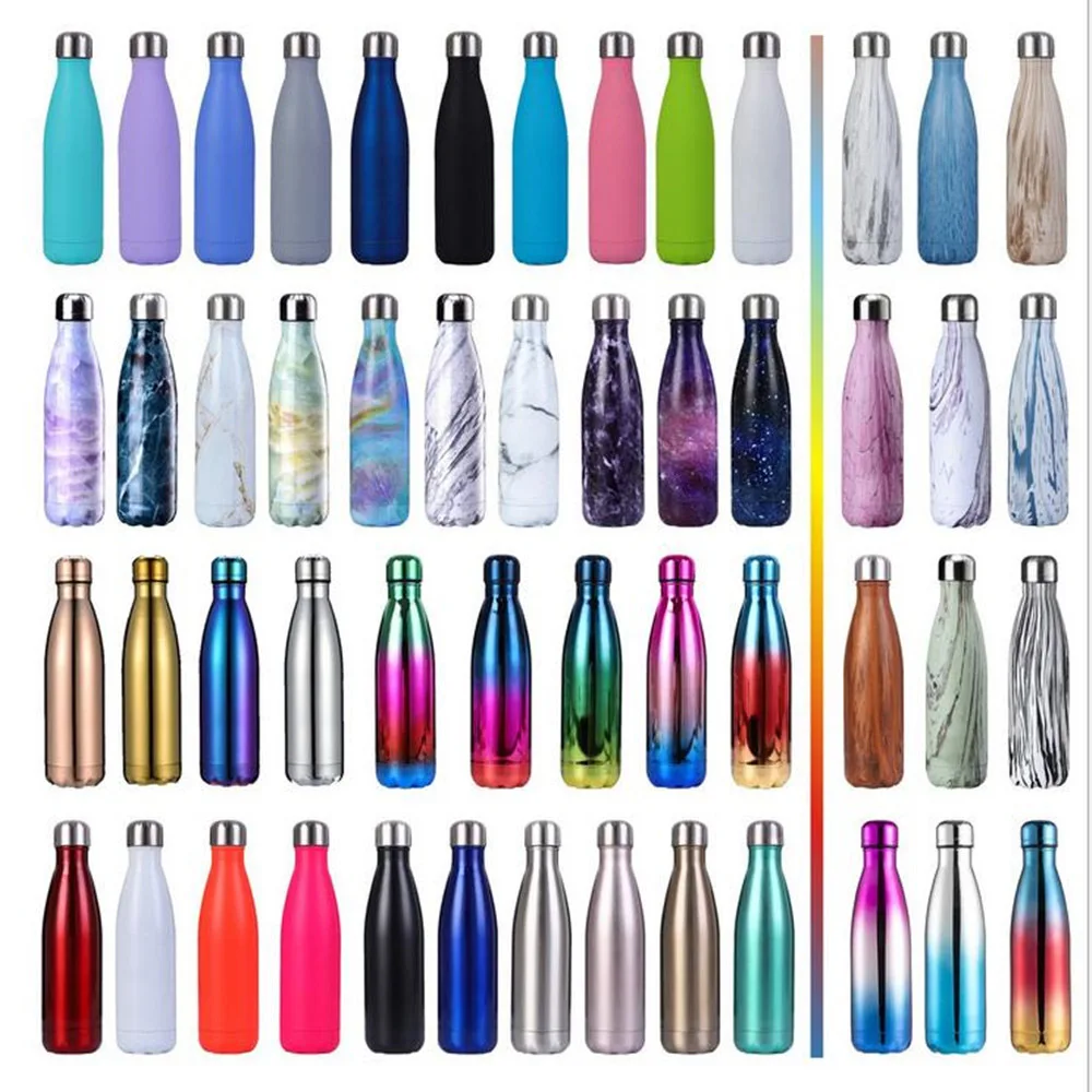 

Wholesale custom metal vacuum sport thermos flask double wall insulated coke shaped cola flask bottle for water, Customized colors acceptable