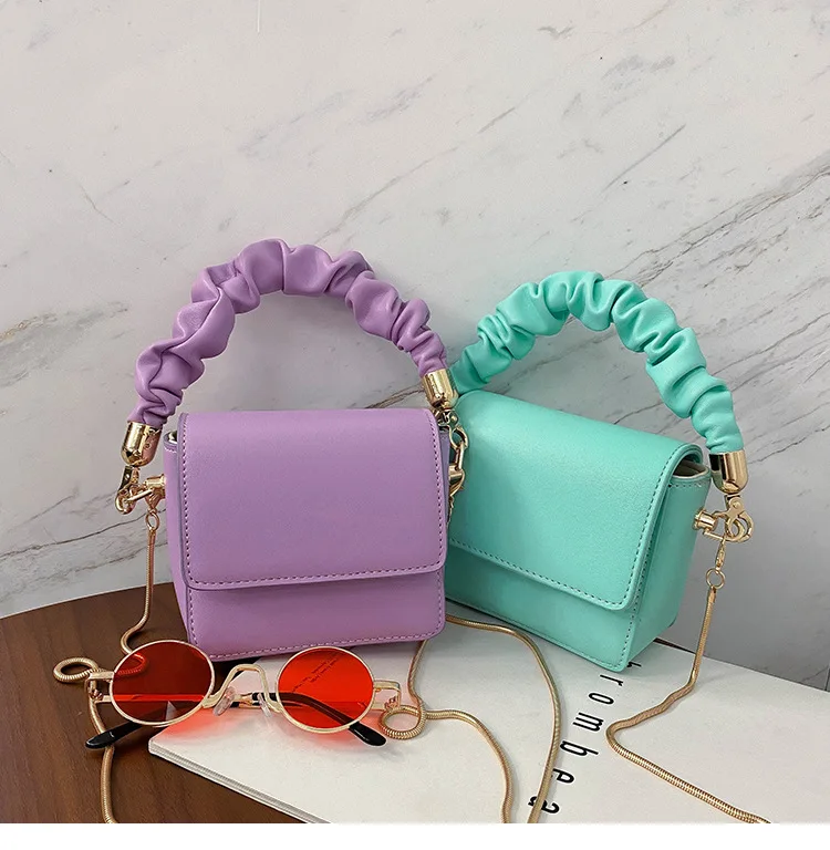 

2020 Fashion wholesale hot selling chain purses PU leather mini shoulder bag purse and women handbags, 5colors