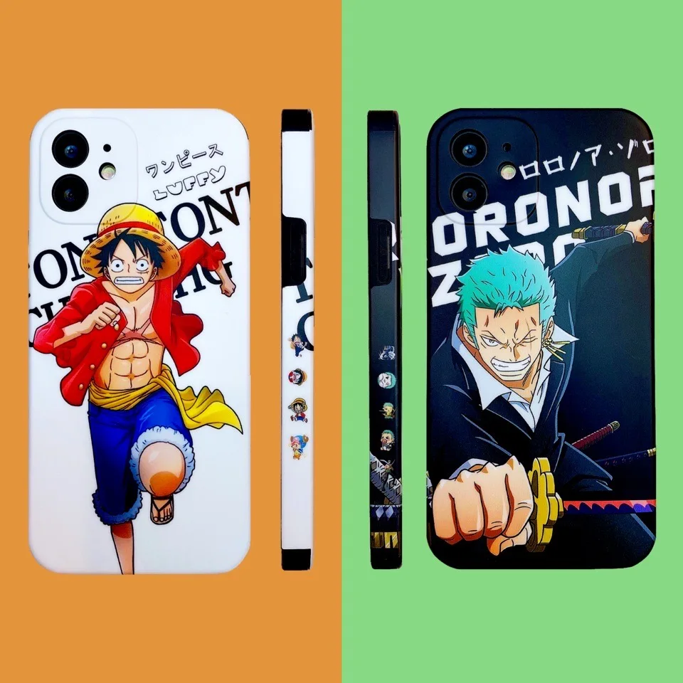 

Anime Luffy Zoro Full Protective Side Edge Printing Soft IMD Phone Cover For iPhone 12 11 Pro Max XR Xs Max 7 8 Plus Case