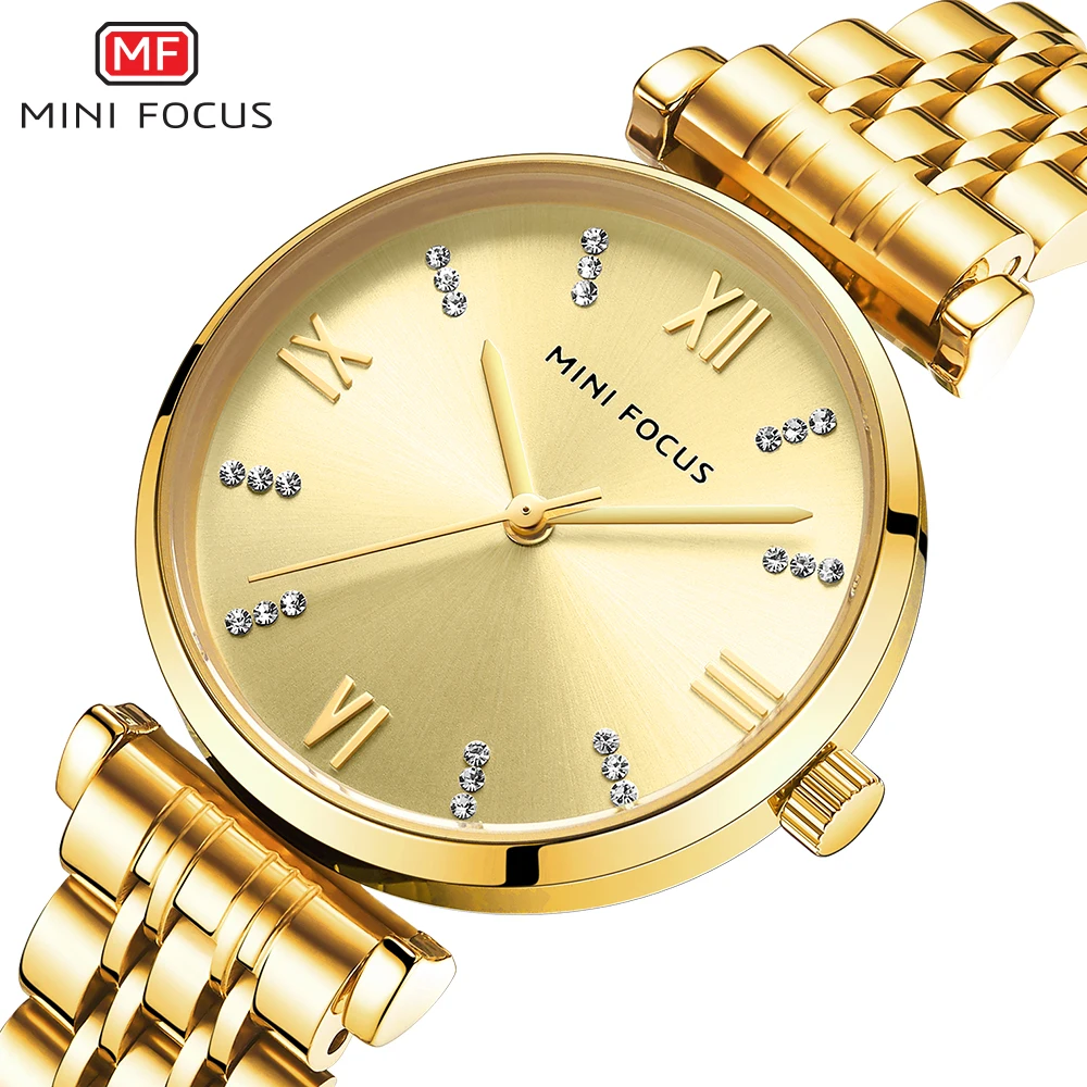 

Luxury Top Brand MINI FOCUS 0335 Hot Selling Elegant Female Clock Stainless Steel Band Alloy Case Quartz Watch Vintage