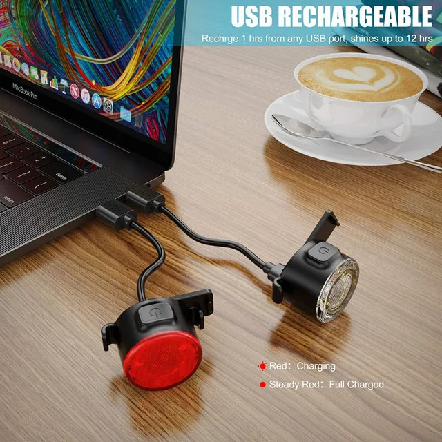 USB Rechargeable Cycling Bicycle Light Mountain Bike Super Light Charging Taillight Outdoor Headlight Front Tail Clip Light Lamp