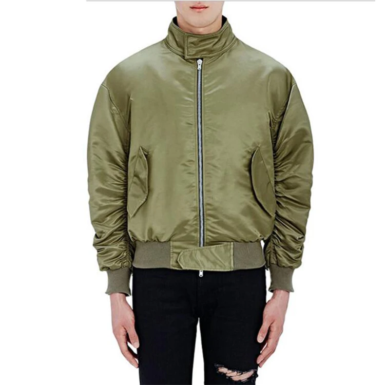 

Wholesale Pleated Winter Coat Plain Bomber Jacket Men, Green/black