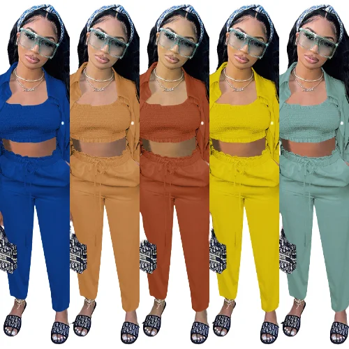 

Fall 2021 women clothes Good selling Solid color loose hoodie casual trouser Two Piece Set women Joggers Suits Set, Picture color