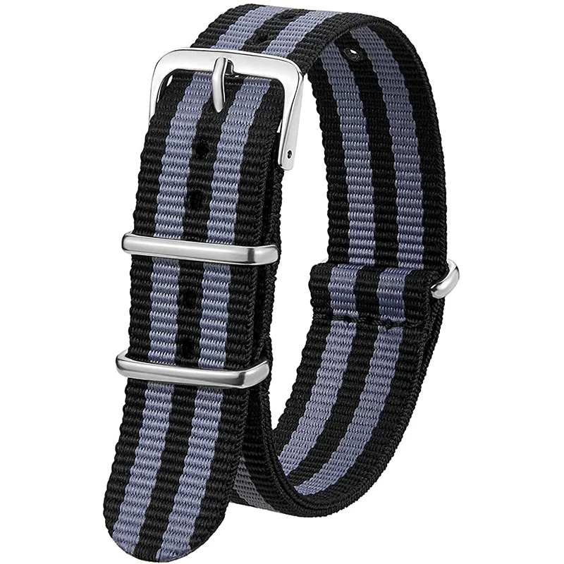 

Tengsheng 14mm 16mm 18mm 20mm 22mm 24mm Custom Fabric nato nylon striped watch strap, Multi colors