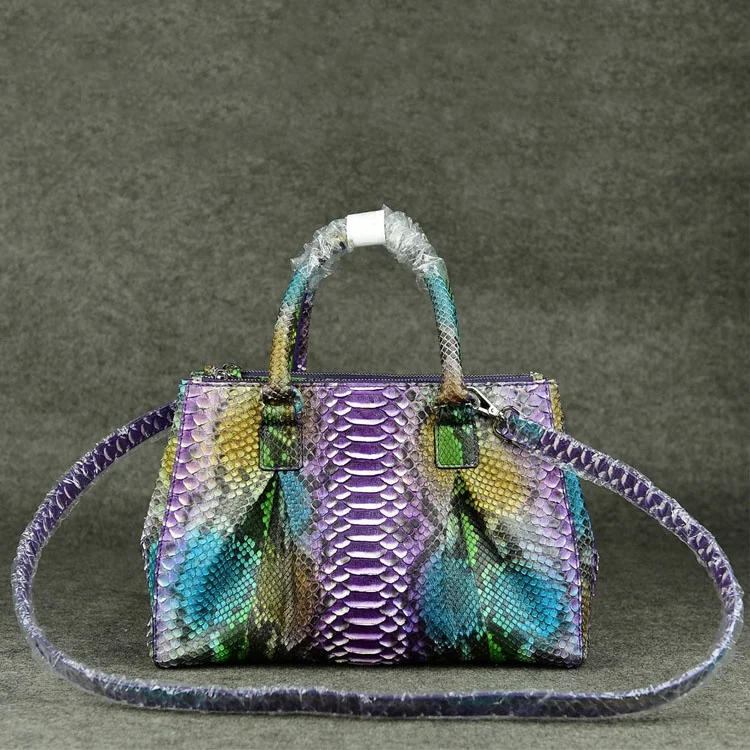 

Colorful real python skin lady handbags fashion custom logo leather handbags with long strap