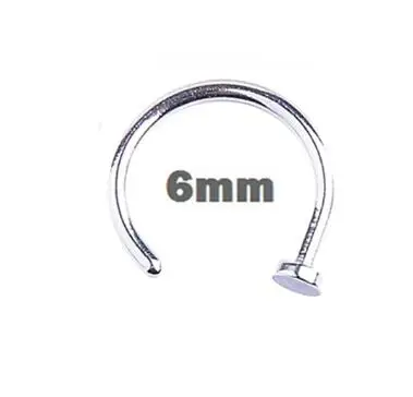 

1PC Women Stainless Steel Nostril Nose Hoop Stud Ring Clip On Nose Body Jewelry Piercing Jewelry 6 8 10 mm