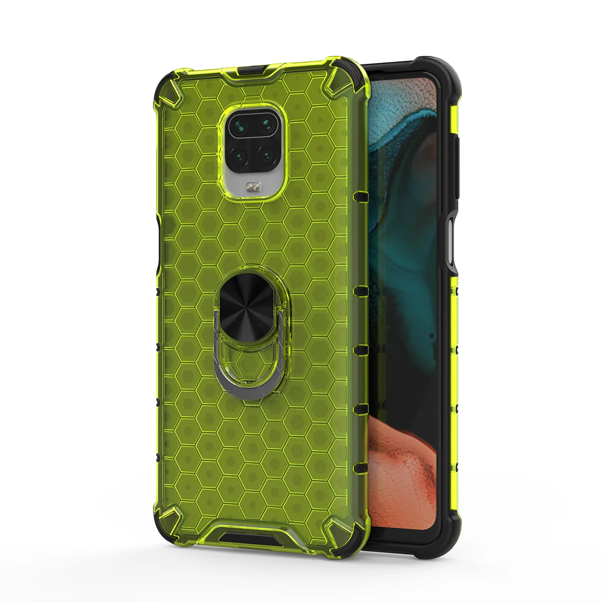 

For Xiaomi Redmi Note 9s transparent finger ring pc tpu shockproof magnetic back cover for redmi Note 9 Pro case, 5 colors