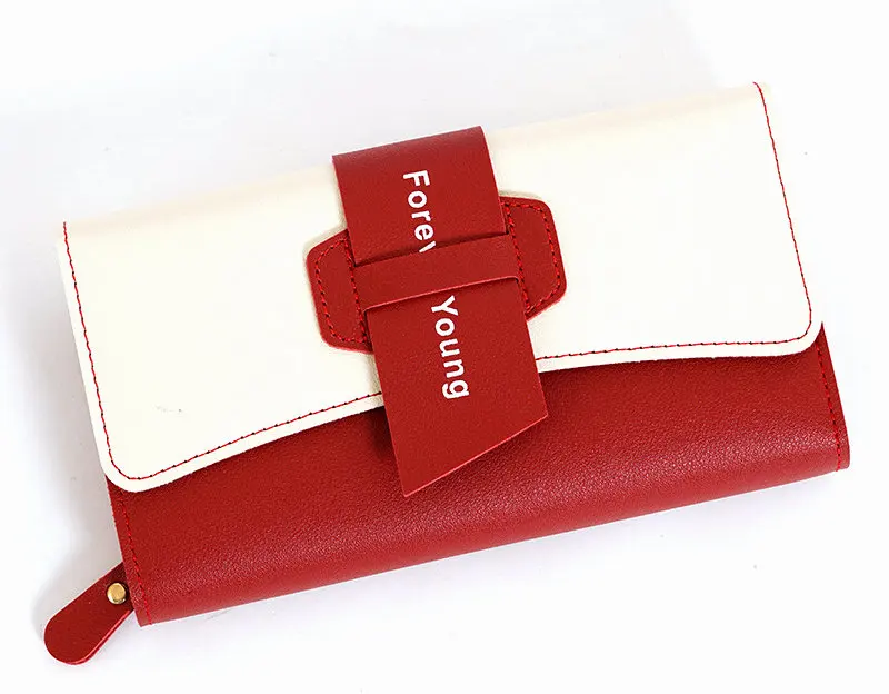 

Large capacity PU clutch purse mobile phone light bag burgandy women wallet