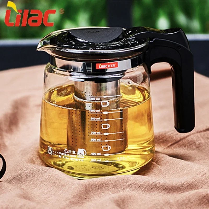 

Lilac FREE sample 1500ml latest design storage herbal/hot woter health exclusive parts glass cold brew teapot tea sharing pot, Customized