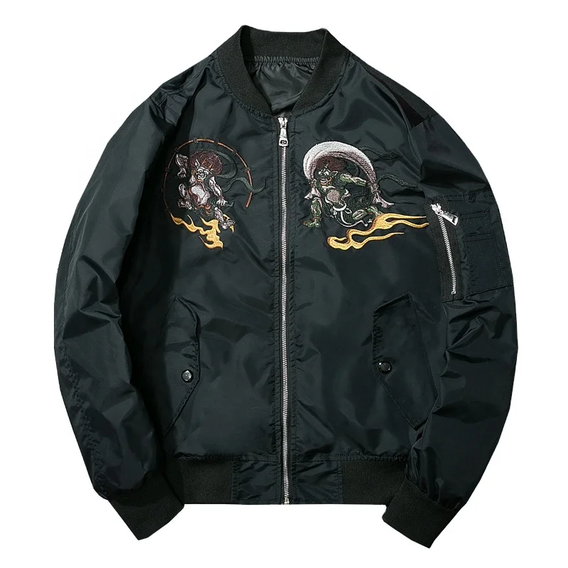 

plain polyester waterproof men clothing embroider pilot bomber custom fashion Men'S Jacket