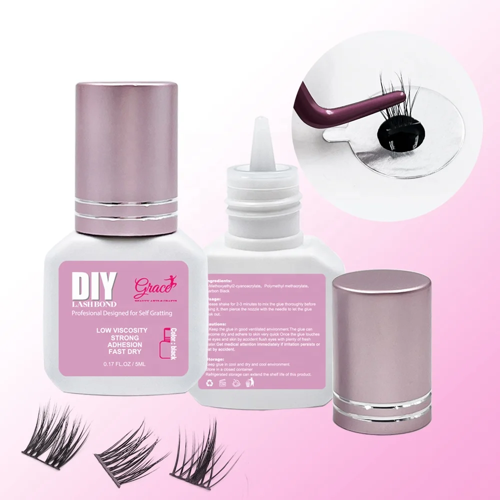 

Wholesale Cusrtom 10ml 5ml Super Strong Long Lasting Soft Liquid Cluster Eyelash Extension Bond Open Eye DIY lash bonding glue