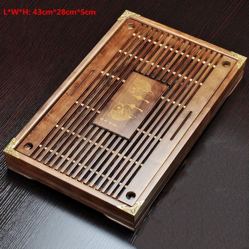 

Wholesale wood kung fu tea tray tea set drawer tray water storage and drainage household bamboo and wood tea tray, Full decal
