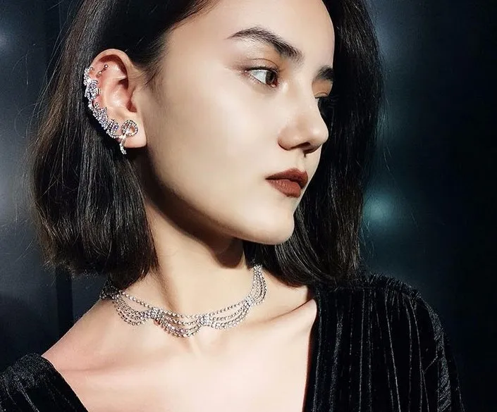 

luxury full diamond crystal rhinestone stone lace necklace neck clavicle statement chain neck jewelry party wedding necklace, Picture