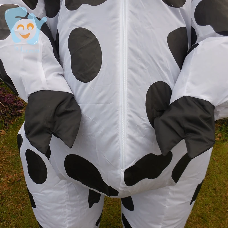 Hot Unisex Adult Halloween Holiday Party Cosplay Cow Mascow Air Blow Suits Inflatable Milk Cow