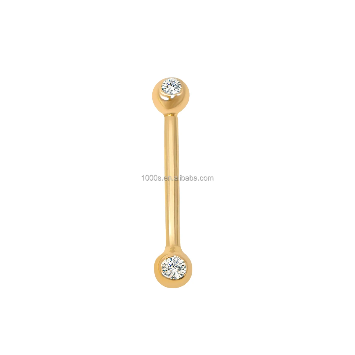 

14K Pure Gold Piercing Belly Ring Trendy Genuine 14K Yellow Gold CZ Setting Fine Jewelry Piercing