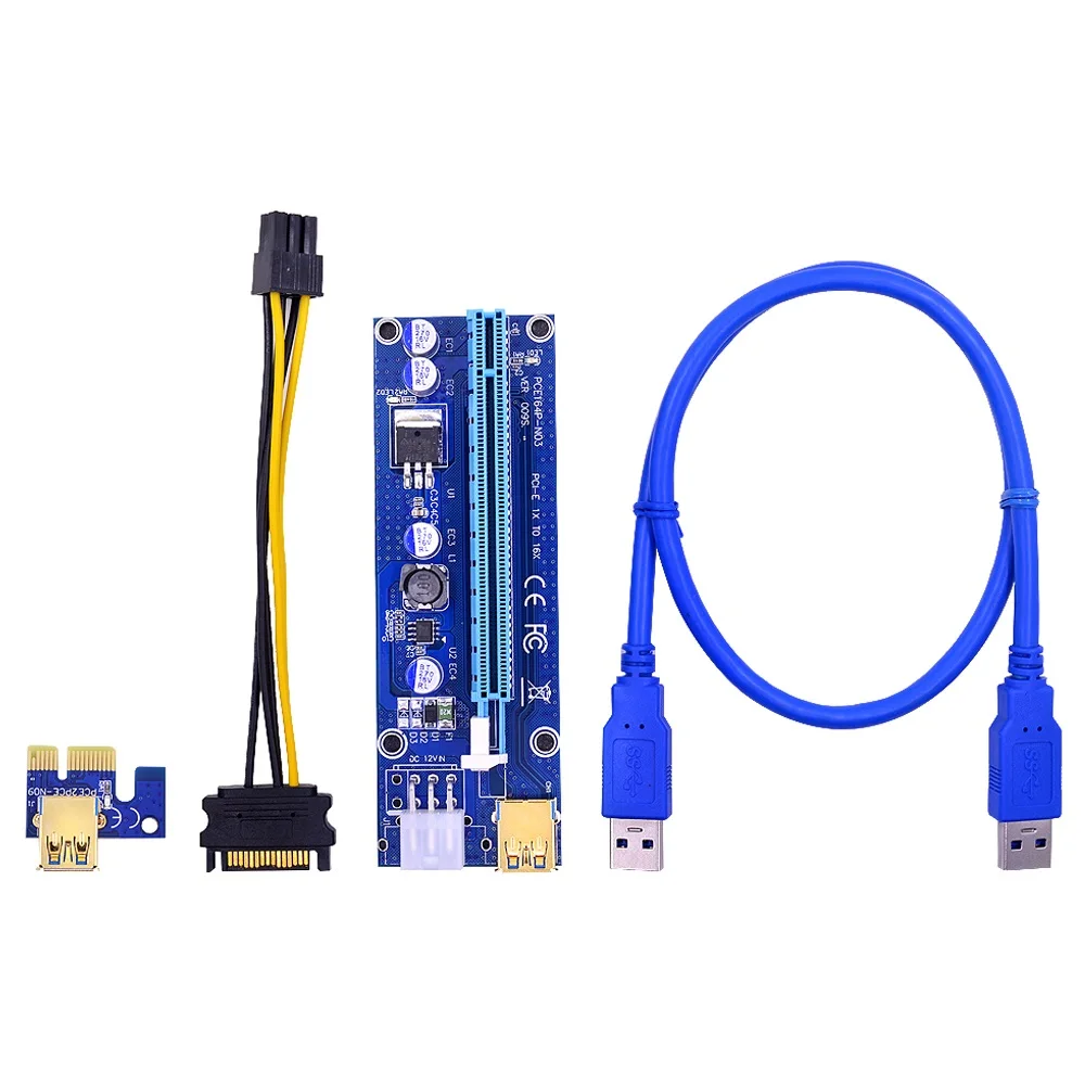 

new version ver009s 1x- 16x pci e express 6pin extender card usb 3.0 pci-e x16 riser 009s