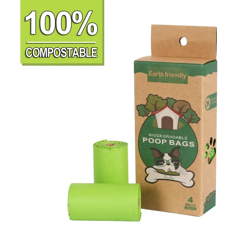 

Corn starch compostable dog poo bags private label wholesale dog waste bag bio degradable poop bags, Green